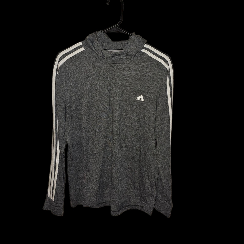 Adidas Climalite Hoodie-Womens-XLarge-Gray W/ White Stripes Down Sleeves‎